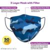 Blue Camo Face Mask (50 Pack) - Premium 3-Ply Camo Mask