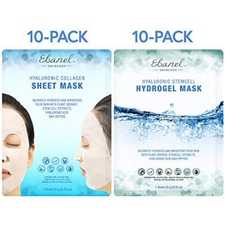 Ebanel Bundle of 10-Pack Collagen Face Mask, and 10-Pack