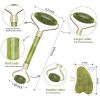 2 Pieces Jade Roller Facial Ridged Roller Kits Skin Roller with 2 Pieces