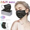 50Pcs Adult Disposable 3-Ply Face Macks with lace printing breathable