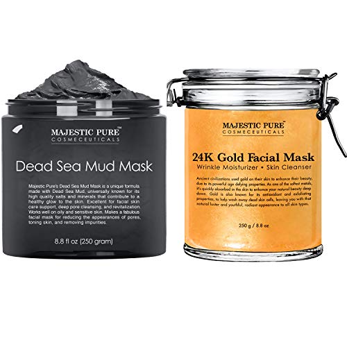 Majestic Pure Dead Sea Mud Mask and 24K Gold Mask Bundle