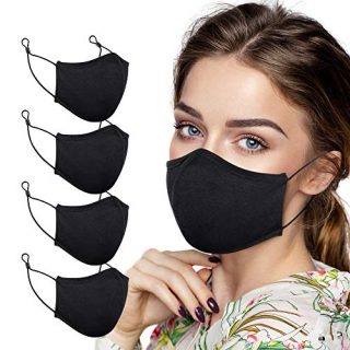 Black Cloth Face Mask, Adjustable Reusable Washable Cover