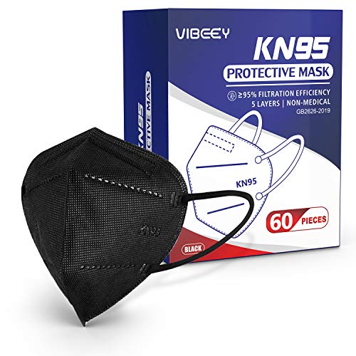 KN95 Face Mask, 60pcs Vibeey Individually Wrapped Cup Dust Mask