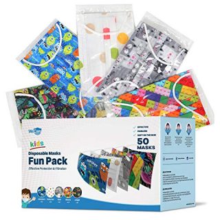 WeCare Kids Face Mask Disposable - 50 Pack - Individually Wrapped