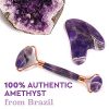 Jade Roller for Face – Amethyst Derma Roller and Gua Sha Set for Skincare