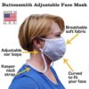 Buttonsmith Black Adult XL Cotton Adjustable Face Mask
