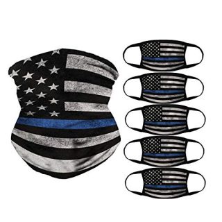 Trikahan American Flag Face Mask Bandana, 5 pcs Washable Dust