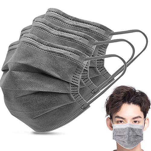 Grey Face Mask Disposable 4 Layer Non-Woven 50 Pcs Breathable Masks