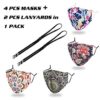 Designer Reusable Cloth Face Mask Women Adult, Lanyard Strap Clip