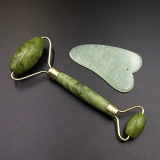 Jade Roller and Gua Sha Set - Facial Body Eyes Neck Massager Tool