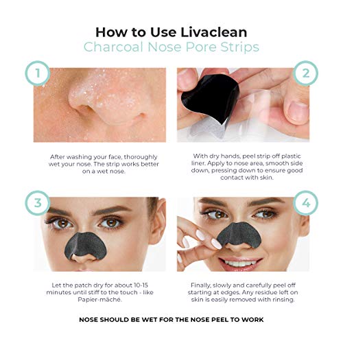 (60 Strips) Livaclean Charcoal Infused Blackhead Strips for Face, Nose ...