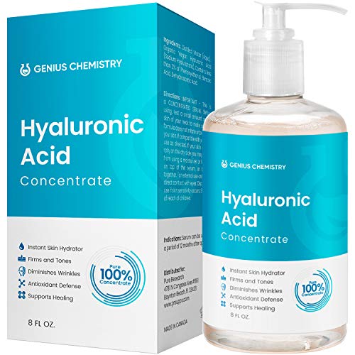 8OZ Hyaluronic Acid Serum by GENIUS, Pure Organic HA, Anti Aging