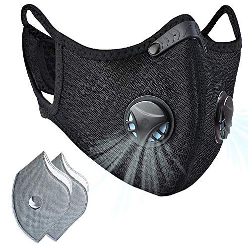 Dust mask with Filter,Sports Face Mask, 2 Filters and 2 Valves Included