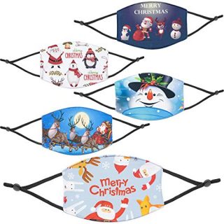 5 Pack Christmas Reusable Facial Protection Cover with Santa Claus Reindeer