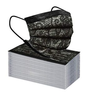 50Pcs Adult Disposable 3-Ply Face Macks with lace printing breathable