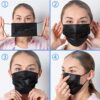 Face Mask Black, Disposable Face Masks, 3 Layer Design Protection