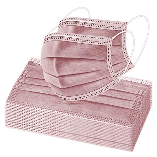 50 Pcs Dusty Rose Disposable Face Masks, Facial Mouth Cover