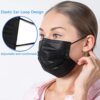 Face Mask Black, Disposable Face Masks, 3 Layer Design Protection