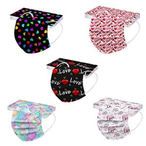 50Pcs Valentine‘s Disposable_Face_Mäsks with a Elastic Earloop for Adult