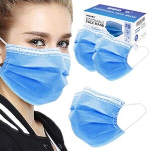 Disposable Face Masks 50Pack, WWDOLL 3-Ply Filter Protective