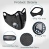 Dust mask with Filter,Sports Face Mask, 2 Filters and 2 Valves Included
