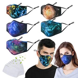 5Pack Face Covering Washable and Reusable with 20 Filter
