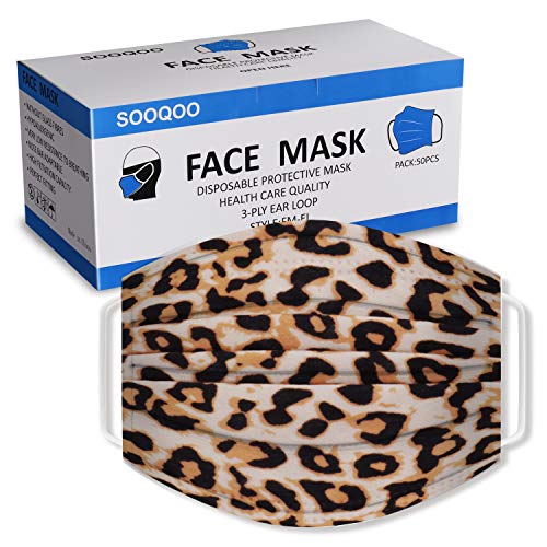 SOOQOO Disposable Face Mask Individually Wrapped - 50 Pack