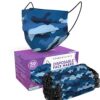 Blue Camo Face Mask (50 Pack) - Premium 3-Ply Camo Mask