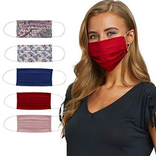 Fashion Washable Reusable Pleated Printed & Solid Mask Set