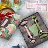Face Jade Roller & Rose Quartz Roller & Gua Sha Scraping Massage Tool
