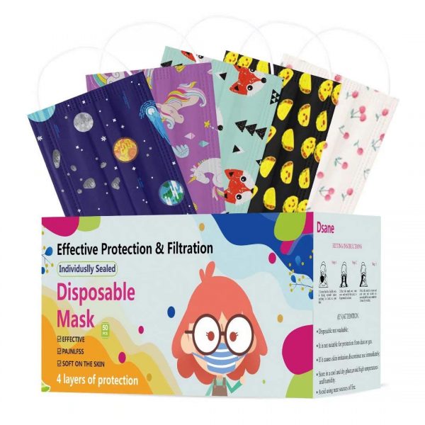 50PCS Kids Disposable Face Mask ,Fashion Face Mask for Kids