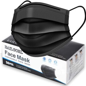 Face Mask Black, Disposable Face Masks, 3 Layer Design Protection
