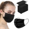 50PCS Black Disposable Face Mask 3 Ply Filter Protectors Stretchable Masks