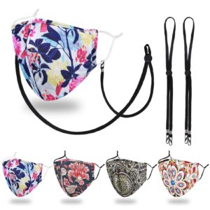 Designer Reusable Cloth Face Mask Women Adult, Lanyard Strap Clip