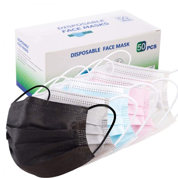 50 PCS Disposable Face Mask - Adult Unisex Dust Mask Women and Men