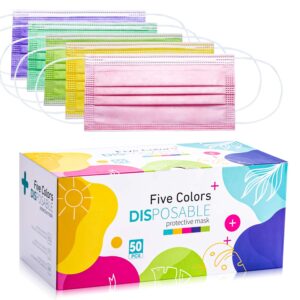 Disposable Face Mask, 3 Layer Disposable Masks Five Color Masks