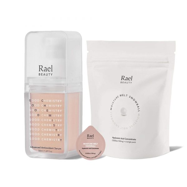 Rael Advanced Antioxidant Facial Serum with Healing Green Tea Leaf Extract (50ml) and Hyaluronic Acid Concentrate Treatment (6 Count).