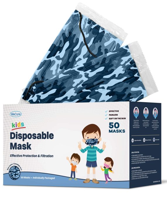 WeCare Kids Face Mask Disposable - 50 Pack - Individually Wrapped