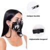Cloth Designer Reusable Face Mask Women Female, Lanyard Strap Clip