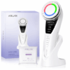 EMS facial massager with hot and cold compress, LED light therapy, and microcurrent technology for at-home skin tightening and anti-aging treatments.